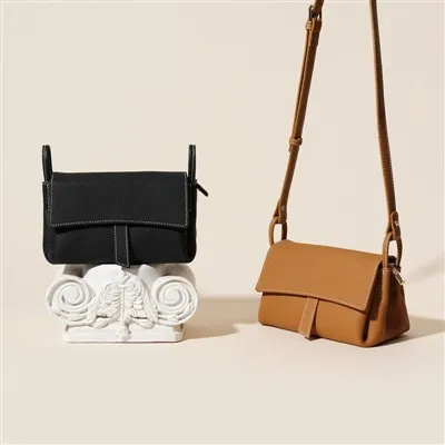 Dame vandtæt Tan læder Side Cross Body Bag One Shoulder