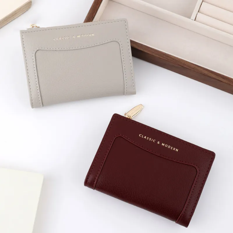 Unik Læder Bifold lille kreditkortpung til kvinder